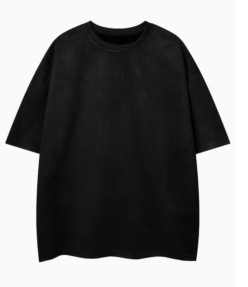 OVERSIZED SUADE TEE - BLACK