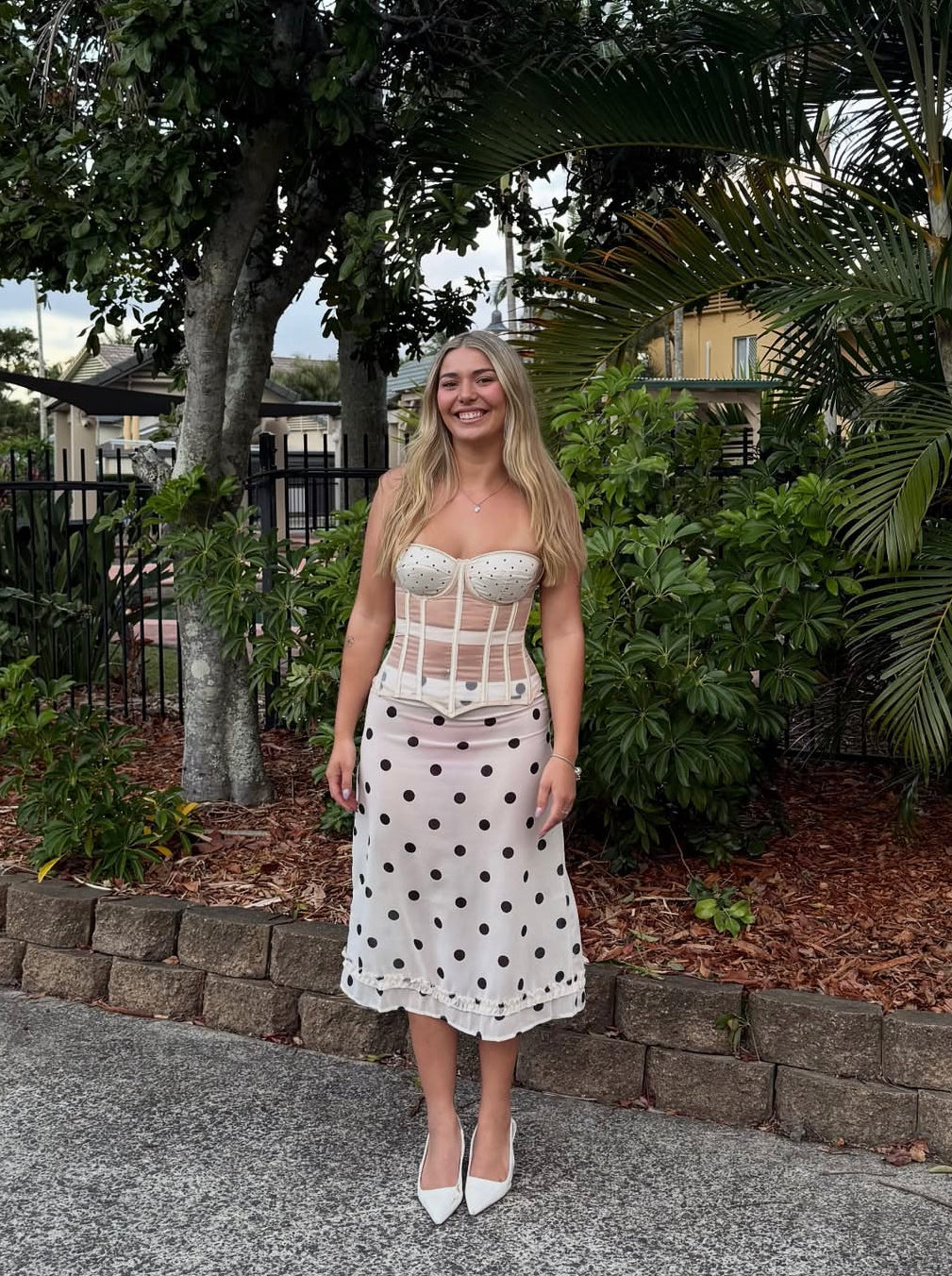 Polka midi skirt