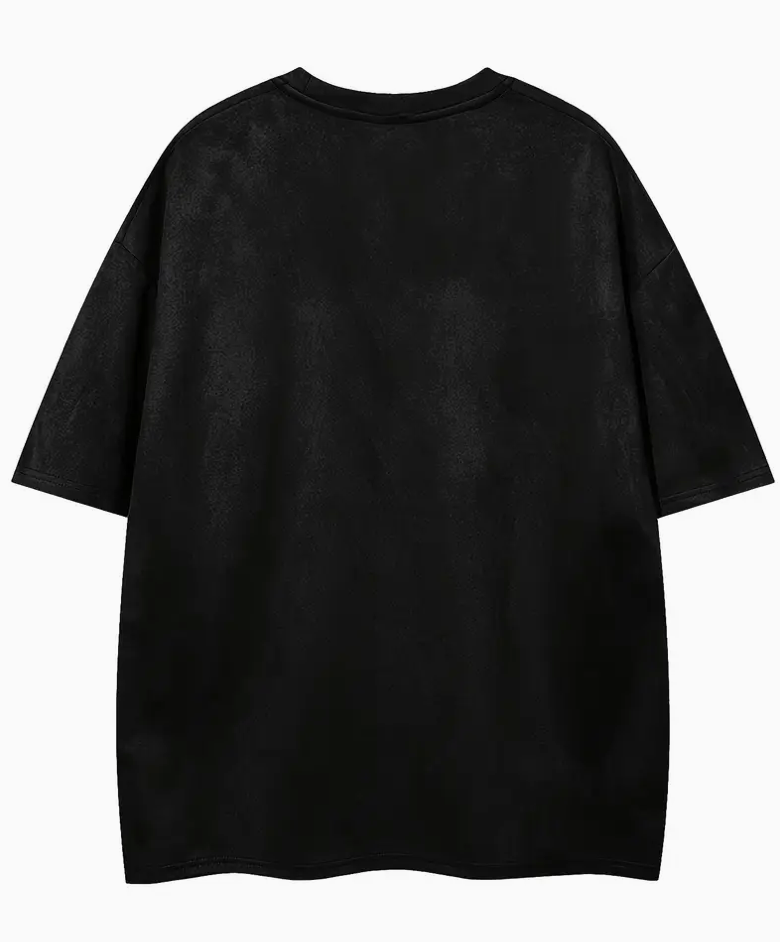 OVERSIZED SUADE TEE - BLACK