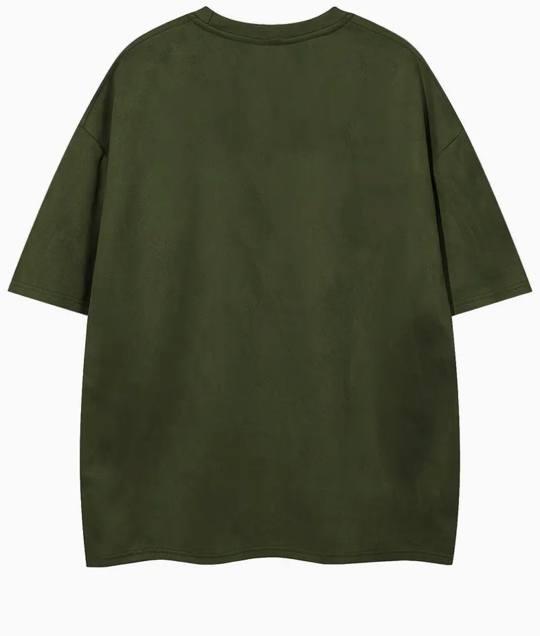 OVERSIZED SUADE TEE - KHAKI