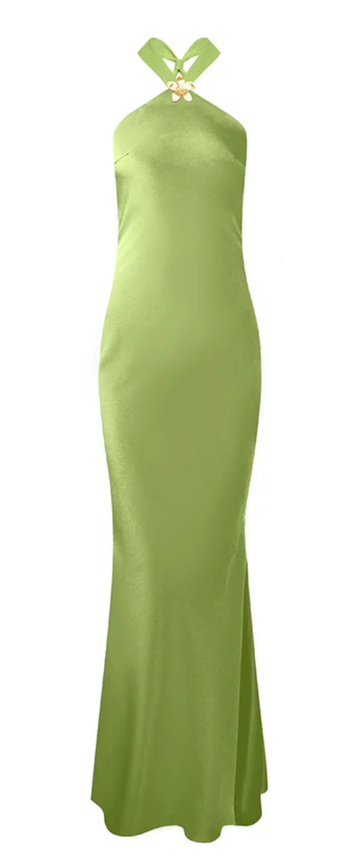 CHARA LOW CROSS BACK MAXI DRESS - OLIVE