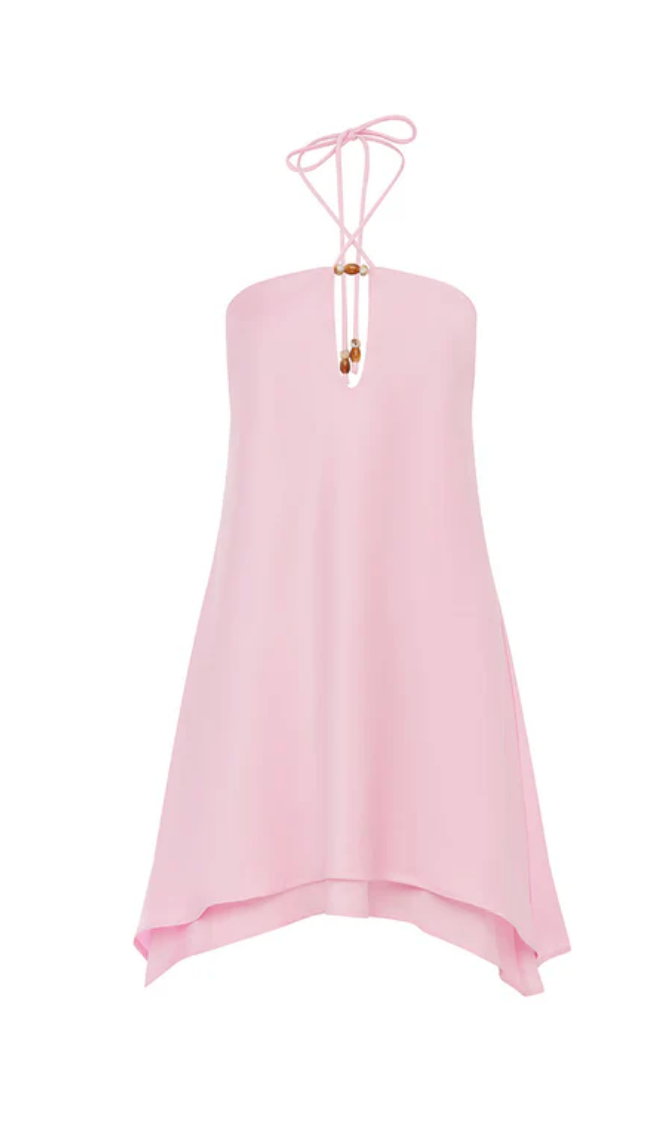 FREYA FLOWY HALTER MINI DRESS - PETAL