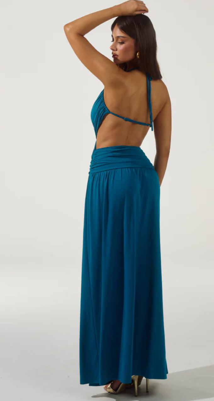 GENIA CROSS FRONT MAXI DRESS - OCEAN