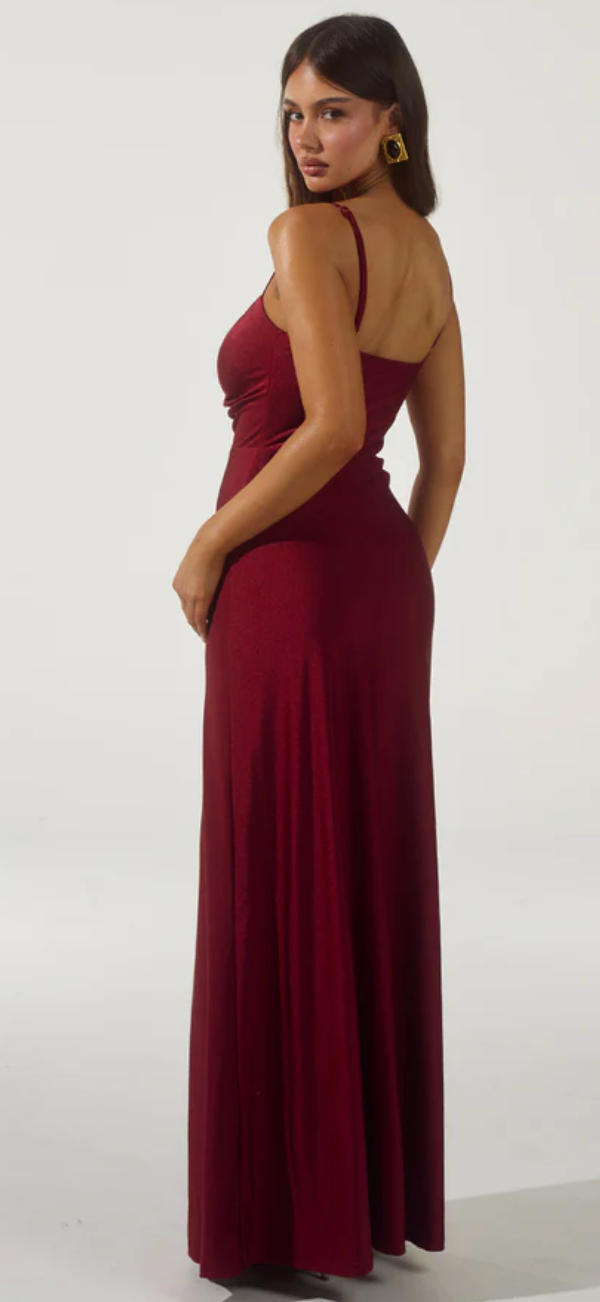 KALENA PLUNGE MAXI DRESS - CHERRY
