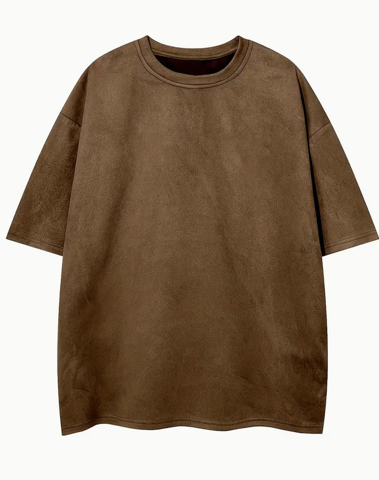OVERSIZED SUADE TEE - BROWN