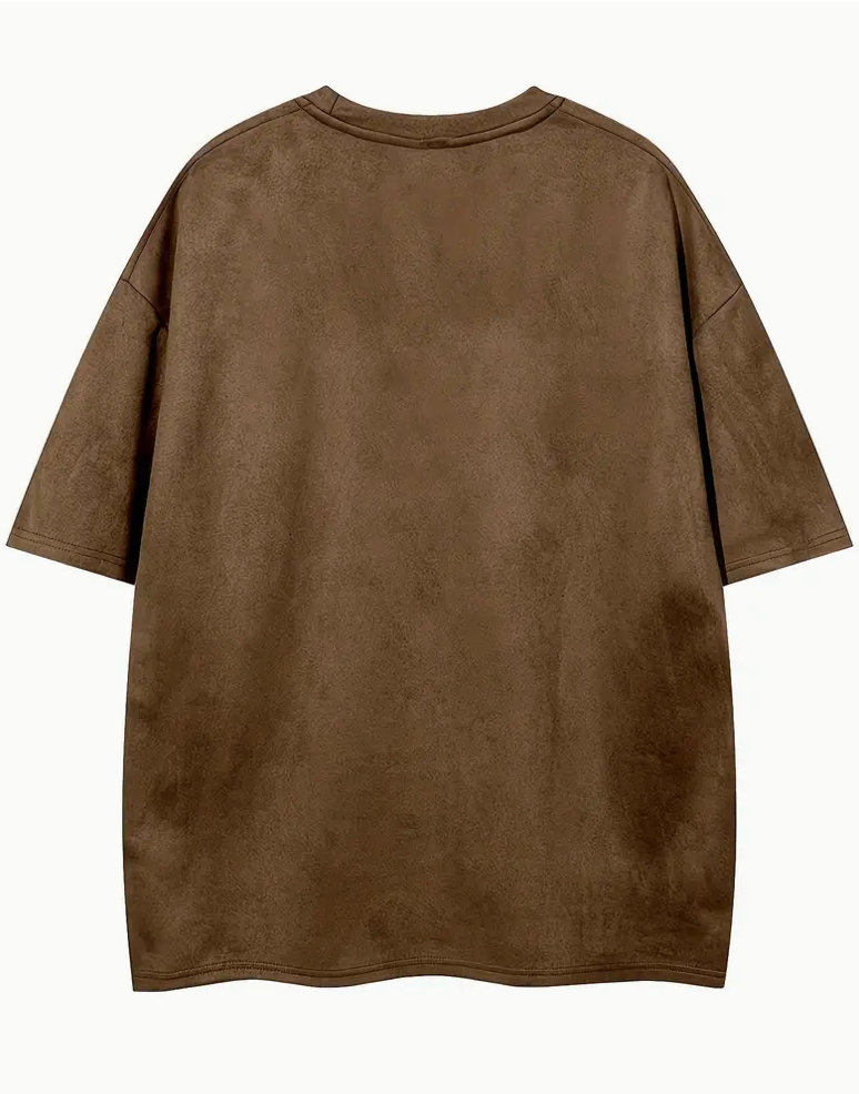 OVERSIZED SUADE TEE - BROWN