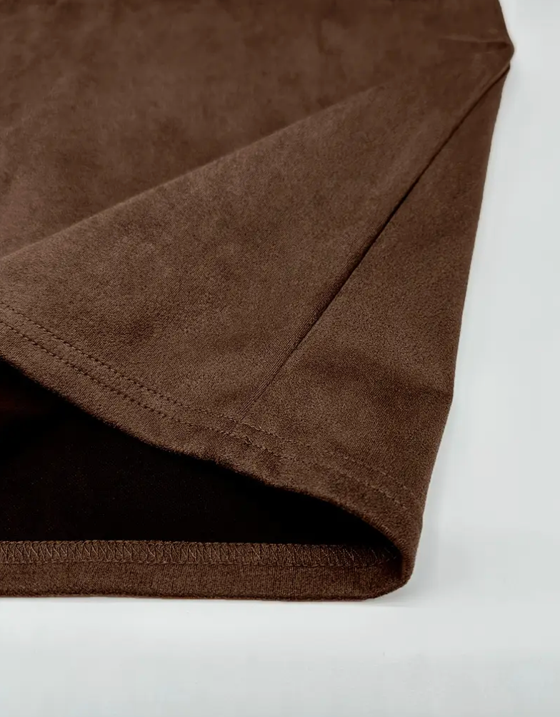 OVERSIZED SUADE TEE - BROWN