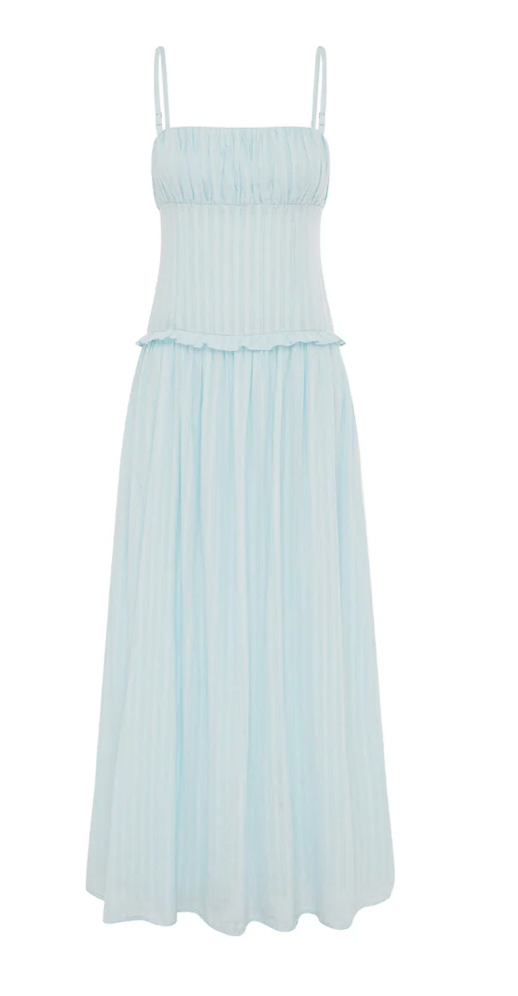KEILY SQUARE NECK MAXI DRESS - BLUE
