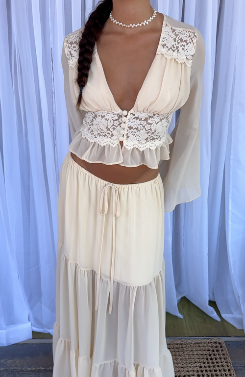 Beige Lace Two Piece Set