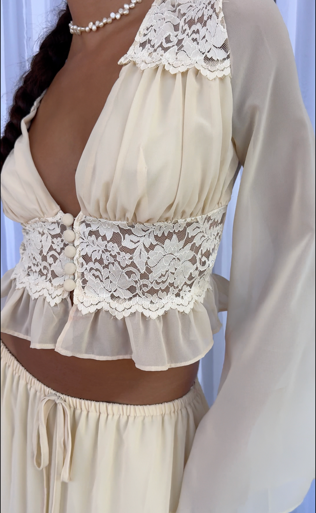 Beige Lace Two Piece Set